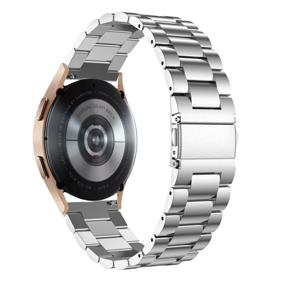 For Samsung Galaxy Watch6 / 6 Classic Flat Head Three-bead Stainless Steel Watch Band(Silver)