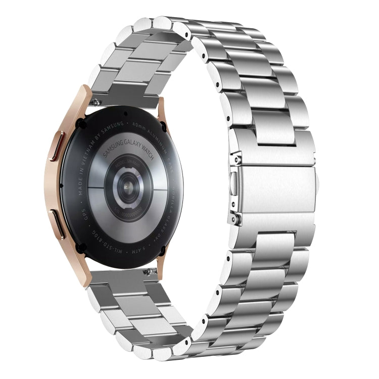 For Samsung Galaxy Watch6 / 6 Classic Flat Head Three-bead Stainless Steel Watch Band(Silver)