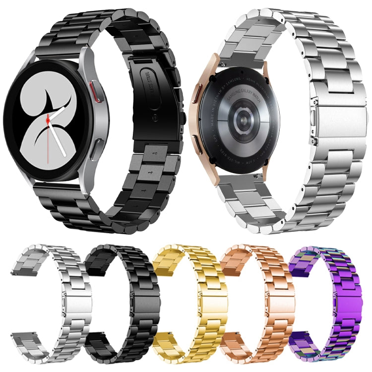 For Samsung Galaxy Watch6 / 6 Classic Flat Head Three-bead Stainless Steel Watch Band(Silver)