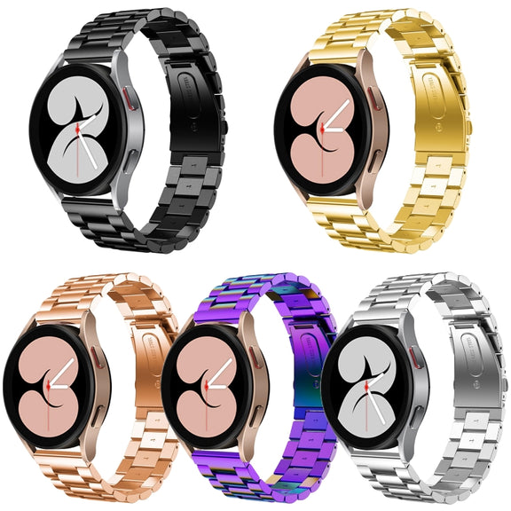 For Samsung Galaxy Watch6 / 6 Classic Flat Head Three-bead Stainless Steel Watch Band(Gold)