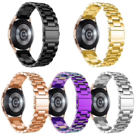 For Samsung Galaxy Watch6 / 6 Classic Flat Head Three-bead Stainless Steel Watch Band(Gold)