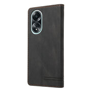 For OPPO A58 4G Skin Feel Anti-theft Brush Horizontal Flip Leather Case with Holder(Black)