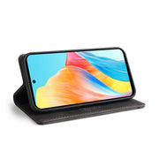 For OPPO A58 4G Skin Feel Anti-theft Brush Horizontal Flip Leather Case with Holder(Black)