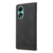 For OPPO A78 4G Skin Feel Anti-theft Brush Horizontal Flip Leather Case with Holder(Black)