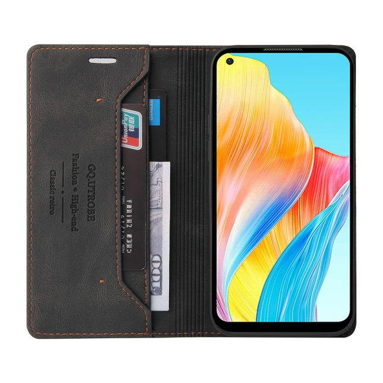 For OPPO A78 4G Skin Feel Anti-theft Brush Horizontal Flip Leather Case with Holder(Black)