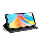 For OPPO A78 4G Skin Feel Anti-theft Brush Horizontal Flip Leather Case with Holder(Black)