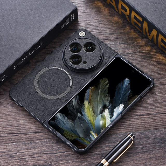 For OnePlus Open PU MagSafe Magnetic Phone Case(Black)