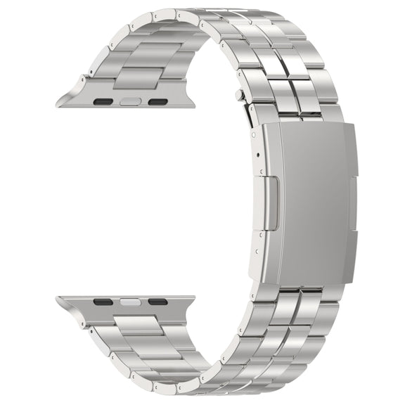For Apple Watch Series 9 41mm Tortoise Buckle Titanium Steel Watch Band(Silver)