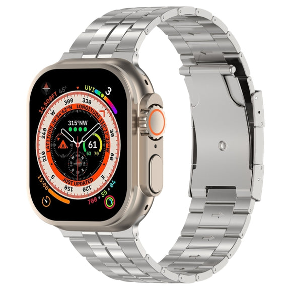 For Apple Watch Ultra 49mm Tortoise Buckle Titanium Steel Watch Band(Silver)