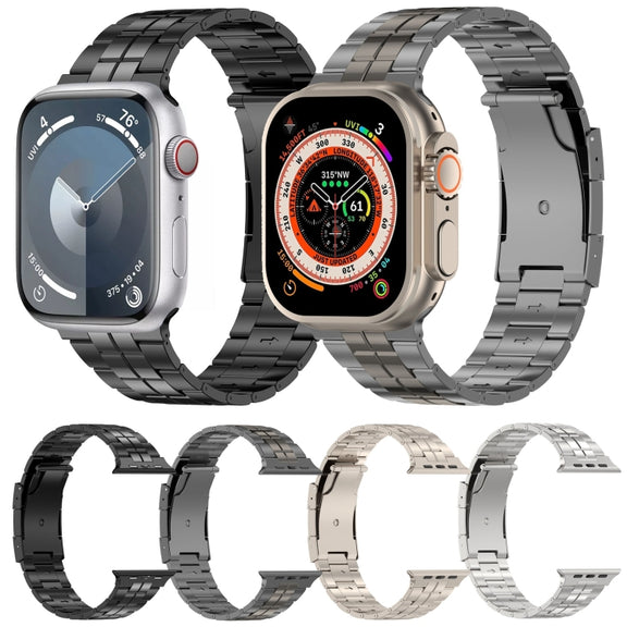 For Apple Watch Series 2 42mm Tortoise Buckle Titanium Steel Watch Band(Starlight)