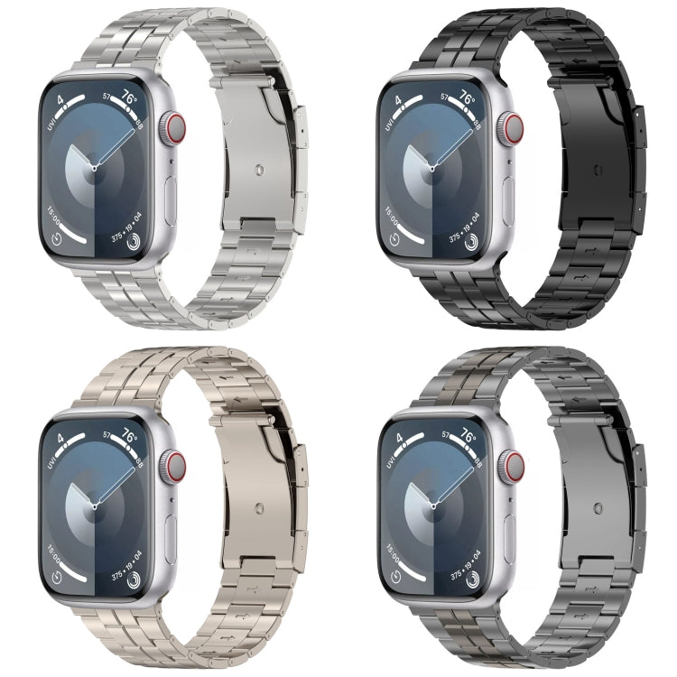 For Apple Watch 38mm Tortoise Buckle Titanium Steel Watch Band(Grey)