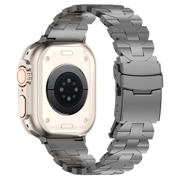 For Apple Watch 38mm Butterfly Type Titanium Steel Watch Band(Grey)