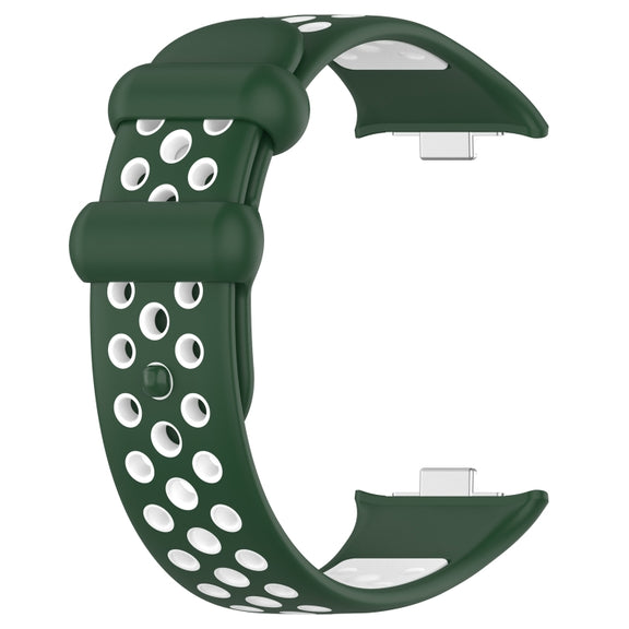 For Redmi Watch 4 Two Color Silicone Sports Watch Band(Dark Green White)