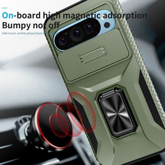 For Google Pixel 9 / Pixel 9 Pro Sliding Camshield Holder Phone Case(Alpine Green)