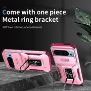 For Google Pixel 9 / Pixel 9 Pro Sliding Camshield Holder Phone Case(Pink + Rose Red)
