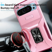 For Google Pixel 9 / Pixel 9 Pro Sliding Camshield Holder Phone Case(Pink + Rose Red)
