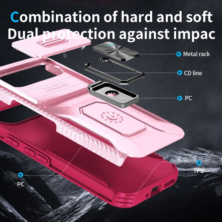 For Google Pixel 9 / Pixel 9 Pro Sliding Camshield Holder Phone Case(Pink + Rose Red)