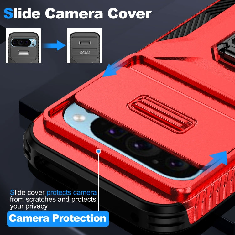 For Google Pixel 9 / Pixel 9 Pro Sliding Camshield Holder Phone Case(Red)