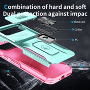 For Google Pixel 9 / Pixel 9 Pro Sliding Camshield Holder Phone Case(Grey Green + Pink)