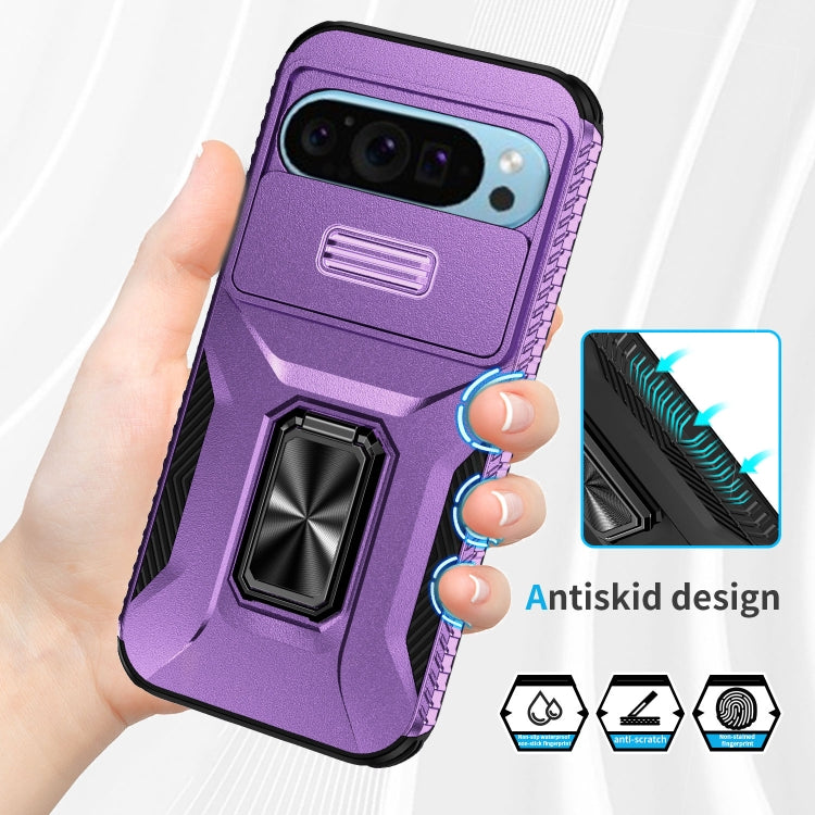 For Google Pixel 9 / Pixel 9 Pro Sliding Camshield Holder Phone Case(Purple)