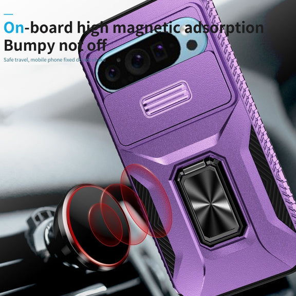 For Google Pixel 9 / Pixel 9 Pro Sliding Camshield Holder Phone Case(Purple)