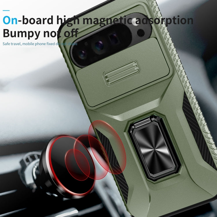 For Google Pixel 9 Pro XL Sliding Camshield Holder Phone Case(Alpine Green)