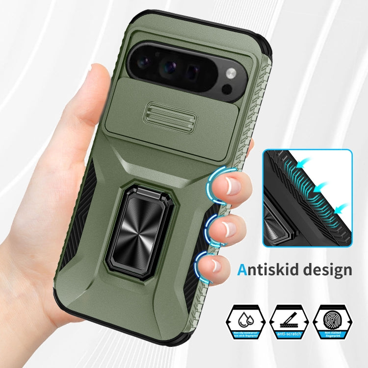 For Google Pixel 9 Pro XL Sliding Camshield Holder Phone Case(Alpine Green)