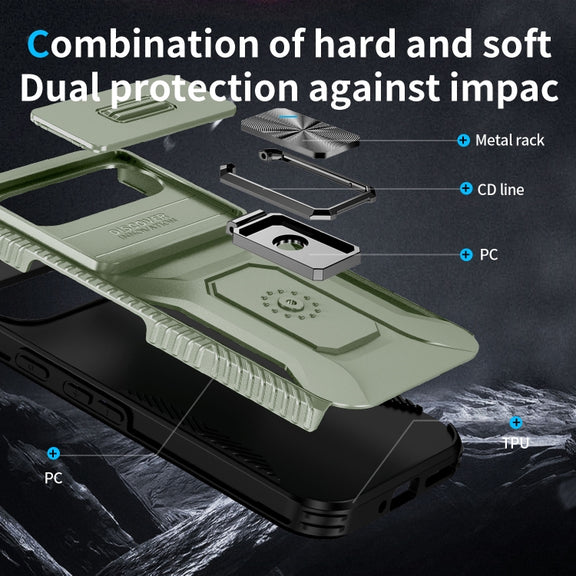 For Google Pixel 9 Pro XL Sliding Camshield Holder Phone Case(Alpine Green)
