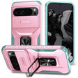 For Google Pixel 9 Pro XL Sliding Camshield Holder Phone Case(Pink + Grey Green) - Google Cases by PMC TechLife | Online Shopping South Africa | PMC TechLife | Buy Now Pay Later Mobicred