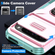 For Google Pixel 9 Pro XL Sliding Camshield Holder Phone Case(Pink + Grey Green)