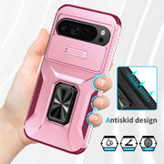 For Google Pixel 9 Pro XL Sliding Camshield Holder Phone Case(Pink + Rose Red)