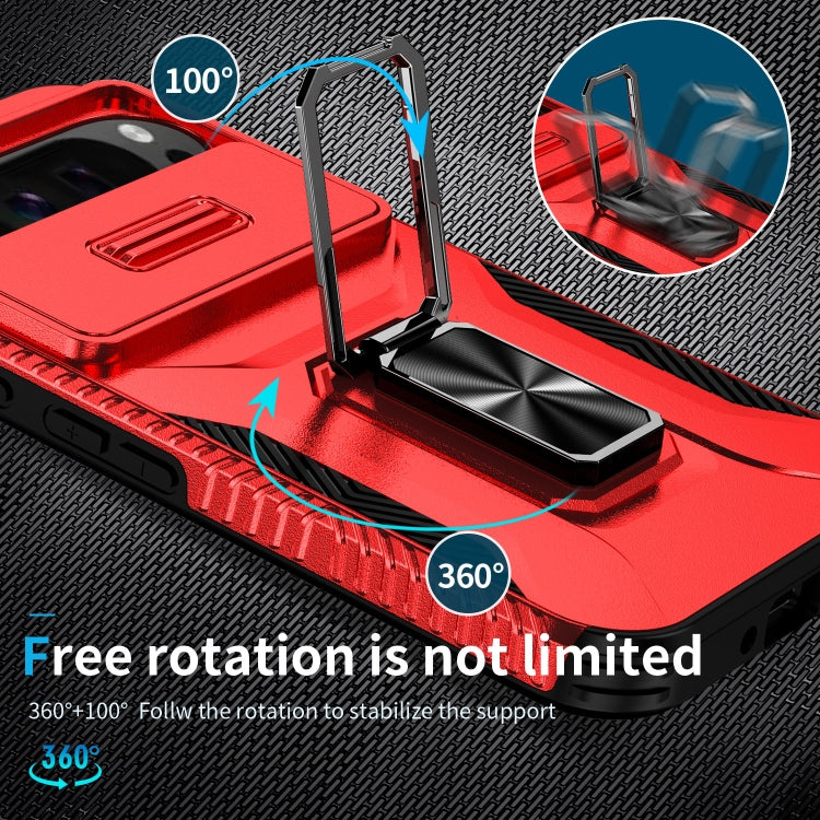 For Google Pixel 9 Pro XL Sliding Camshield Holder Phone Case(Red)