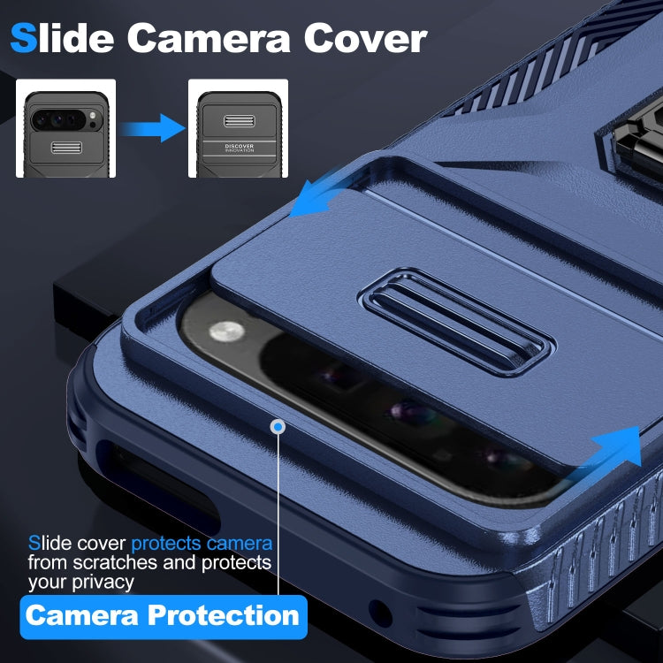 For Google Pixel 9 Pro XL Sliding Camshield Holder Phone Case(Blue)