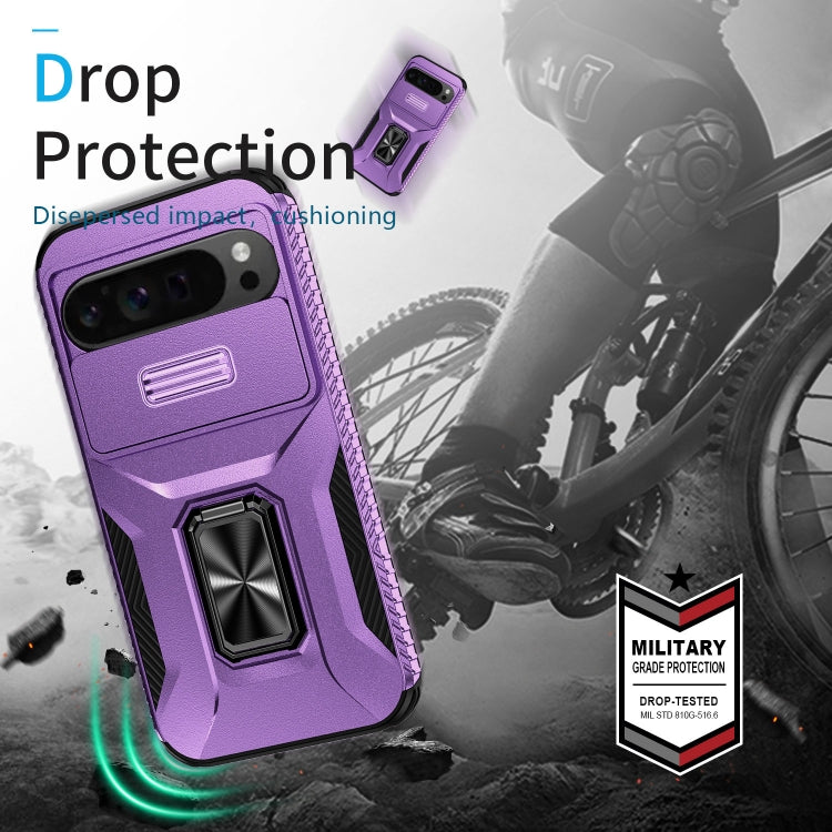 For Google Pixel 9 Pro XL Sliding Camshield Holder Phone Case(Purple)