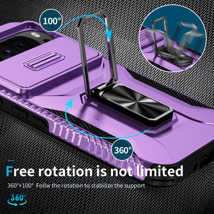 For Google Pixel 9 Pro XL Sliding Camshield Holder Phone Case(Purple)