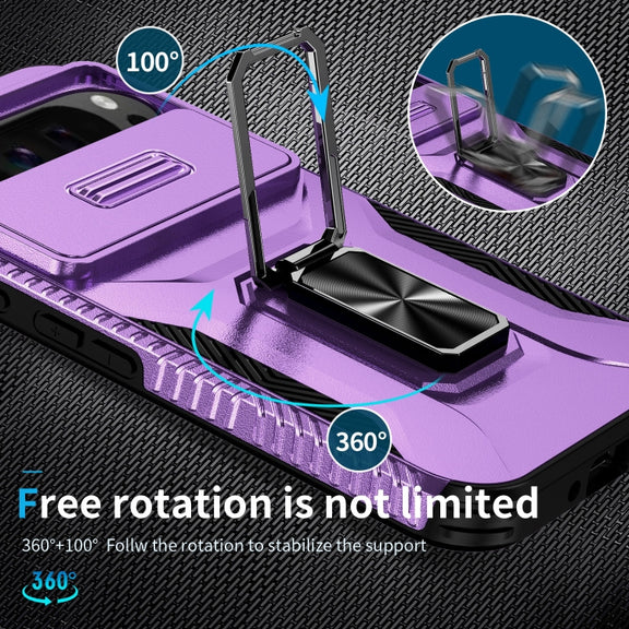 For Google Pixel 9 Pro XL Sliding Camshield Holder Phone Case(Purple)