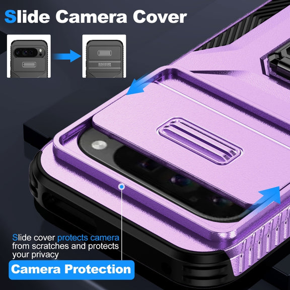 For Google Pixel 9 Pro XL Sliding Camshield Holder Phone Case(Purple)
