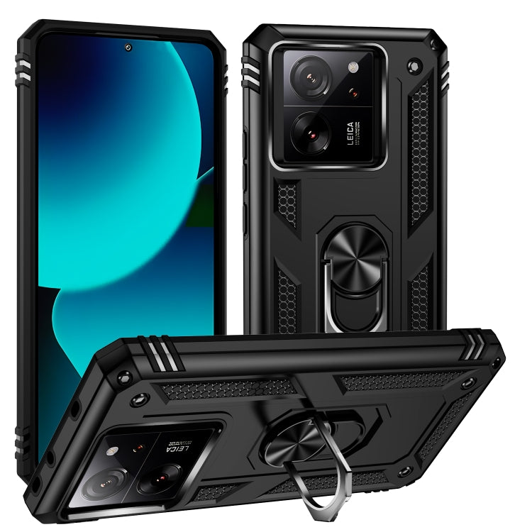 For Xiaomi 13T/13T Pro Shockproof TPU + PC Phone Case with Holder(Black)