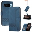 For Google Pixel 9 Pro Cubic Skin Feel Flip Leather Phone Case(Blue) - Google Cases by PMC TechLife | Online Shopping South Africa | PMC TechLife | Buy Now Pay Later Mobicred