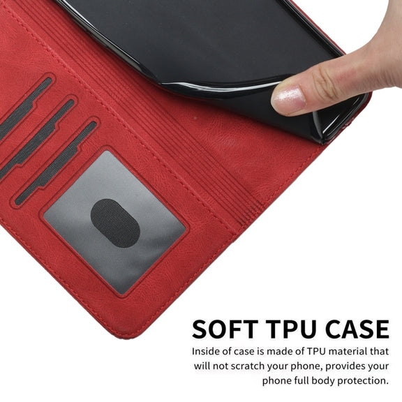 For Google Pixel 9 Pro Cubic Skin Feel Flip Leather Phone Case(Red)