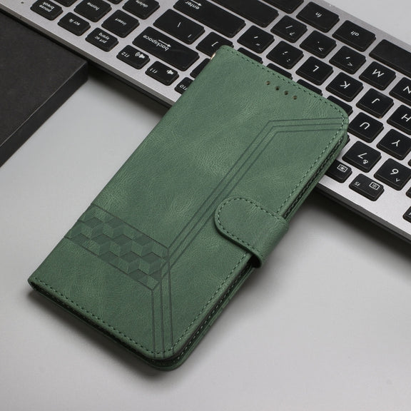 For Google Pixel 9 Pro Cubic Skin Feel Flip Leather Phone Case(Green)