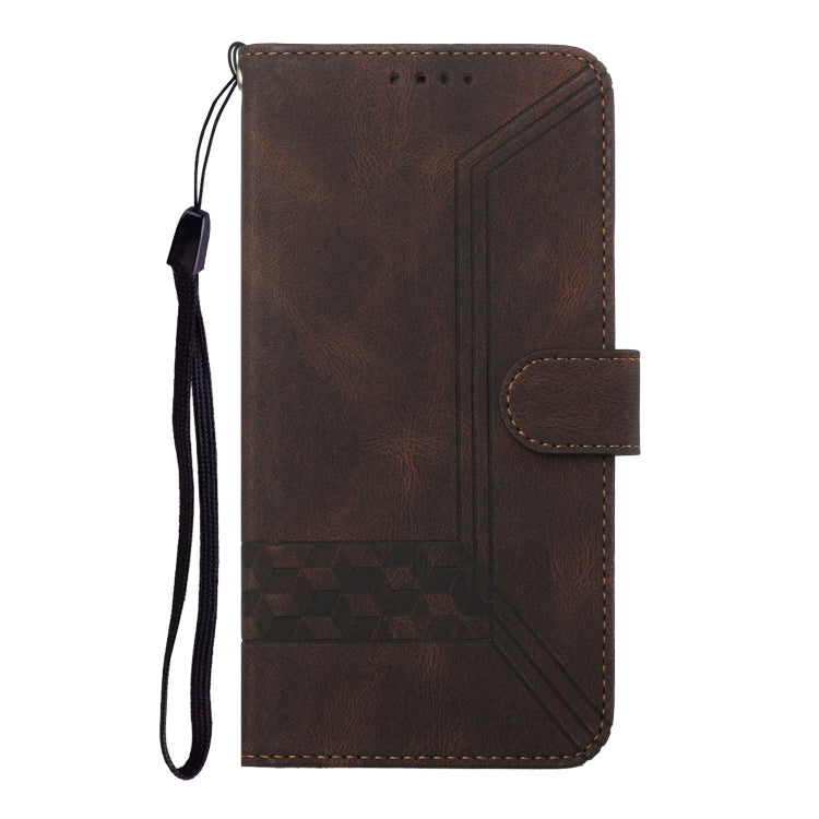 For Google Pixel 9 Pro Cubic Skin Feel Flip Leather Phone Case(Brown)