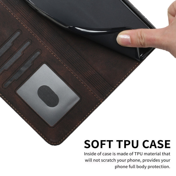 For Google Pixel 9 Cubic Skin Feel Flip Leather Phone Case(Brown)
