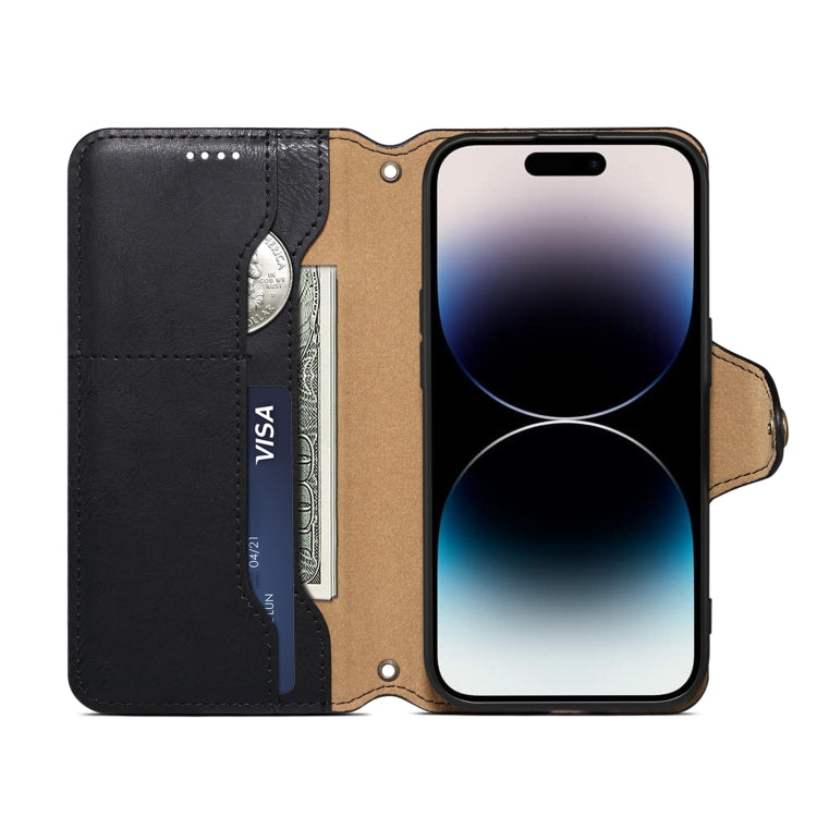 For iPhone 16 Pro Max Denior Cowhide Texture Wallet Style Leather Phone Case(Black)