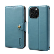 For iPhone 16 Pro Max Denior Cowhide Texture Wallet Style Leather Phone Case(Blue)