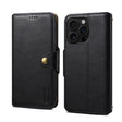 For iPhone 16 Pro Denior Cowhide Texture Wallet Style Leather Phone Case(Black) - iPhone 16 Pro Cases by Denior | Online Shopping South Africa | PMC TechLife | Buy Now Pay Later Mobicred