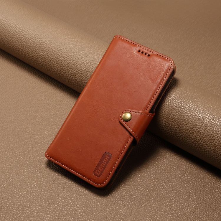 For iPhone 16 Pro Denior Cowhide Texture Wallet Style Leather Phone Case(Brown)