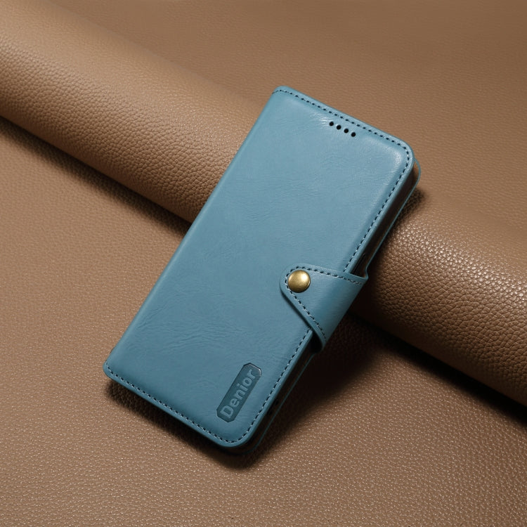 For iPhone 16 Pro Denior Cowhide Texture Wallet Style Leather Phone Case(Blue)