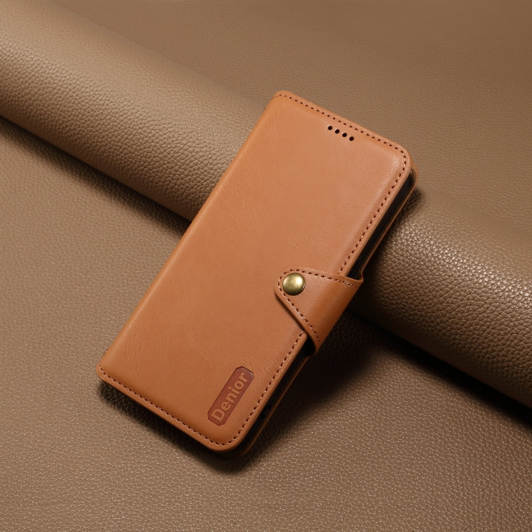 For iPhone 16 Pro Denior Cowhide Texture Wallet Style Leather Phone Case(Khaki)