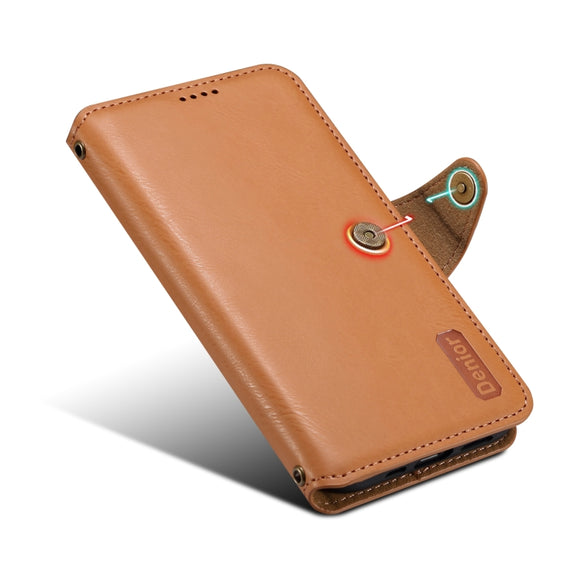 For iPhone 16 Pro Denior Cowhide Texture Wallet Style Leather Phone Case(Khaki)
